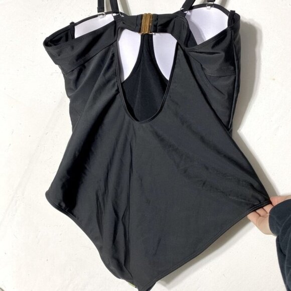 Women’s Black & Floral One Piece Swimsuit Bathing Suit 4XL - Picture 5 of 13